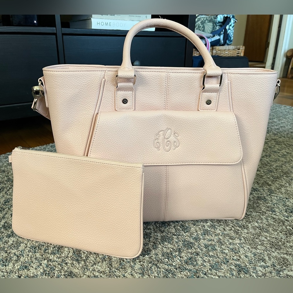 Thirty-One Diamond District Tote in Rose Blush Pebble W/ matching Rubie Mini